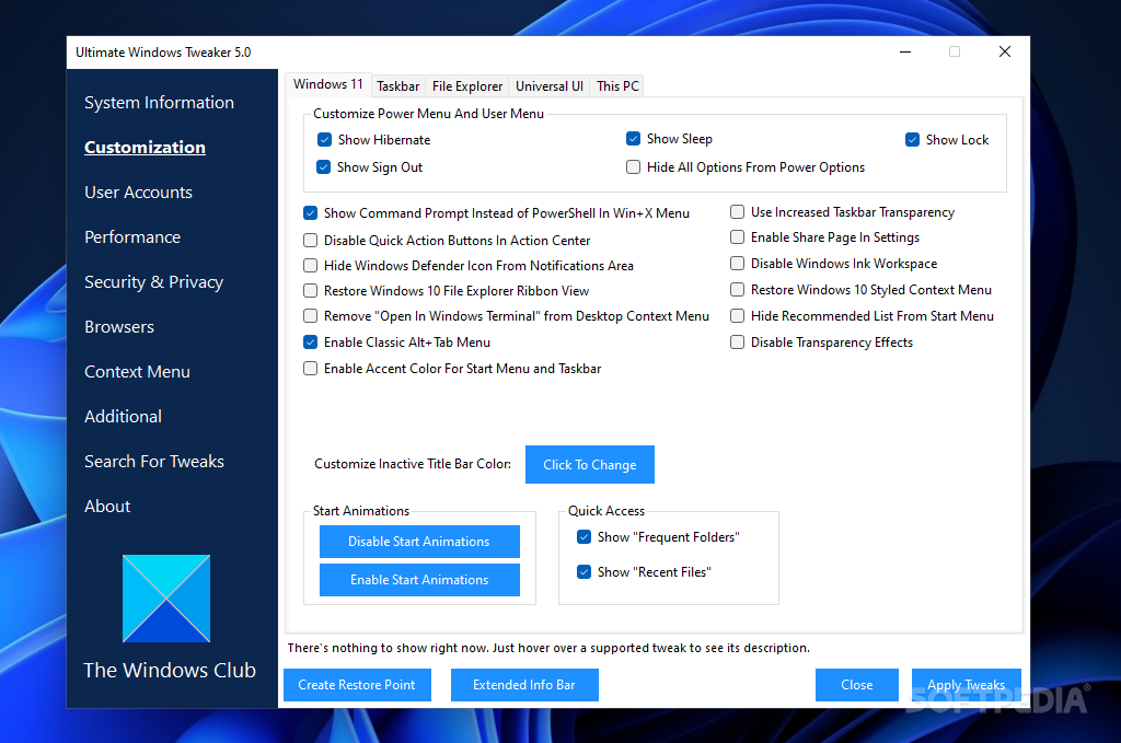 Ultimate Windows Tweaker screenshot #1