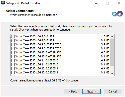 installing microsoft vc redist package