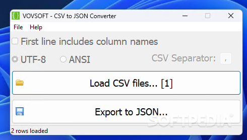 Download CSV to JSON Converter Download: A simple and portable software tool to easily convert CSV files to JSON format with a custom CSV separator and support for UTF-8 or ANSI Free