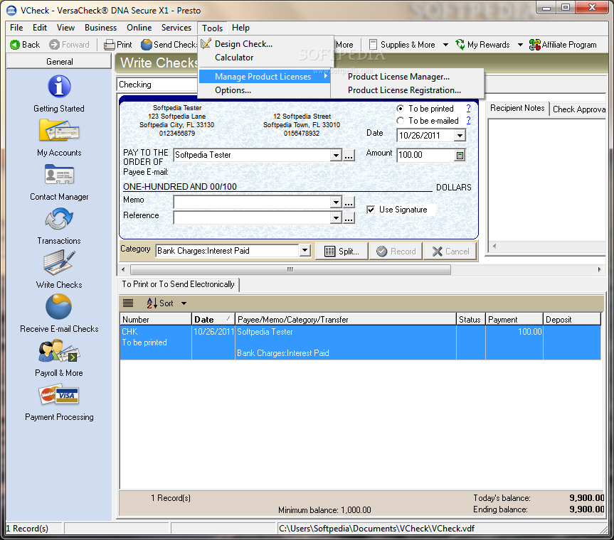 versacheck software download
