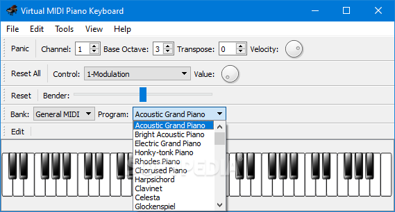 virtual midi piano keyboard synthedit