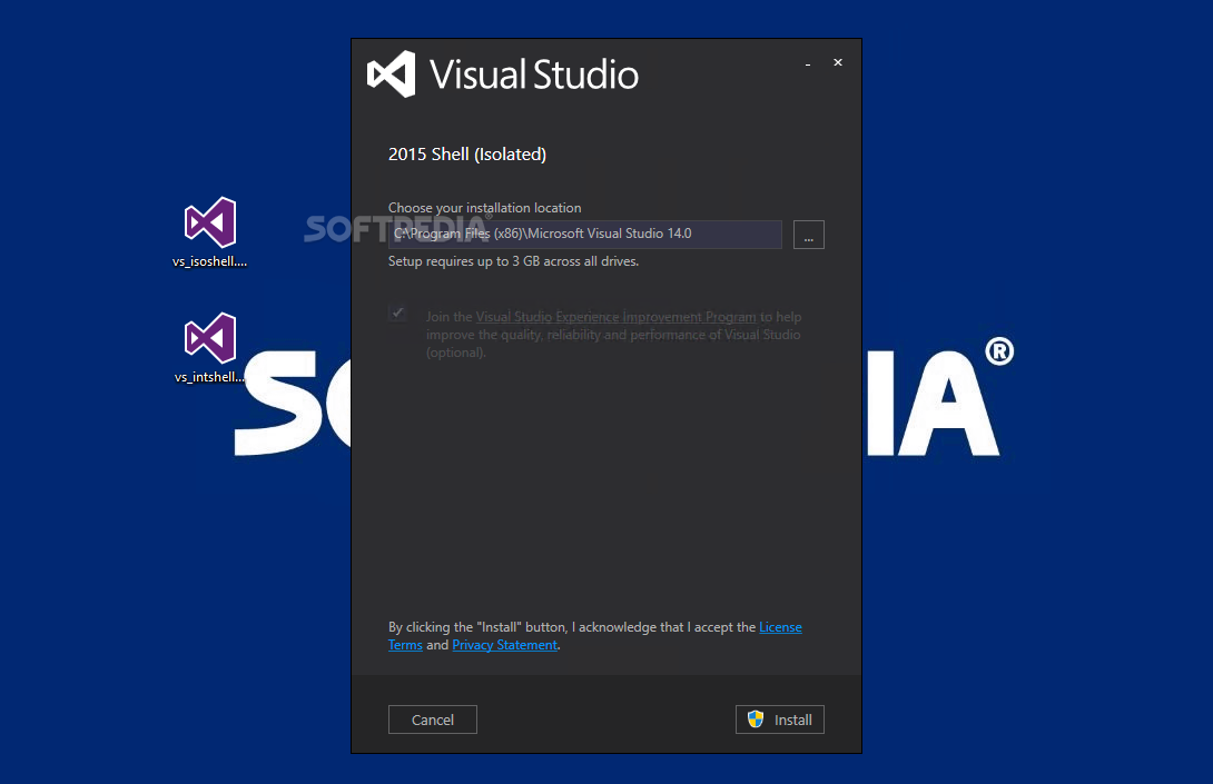 visual studio 2015 shell download
