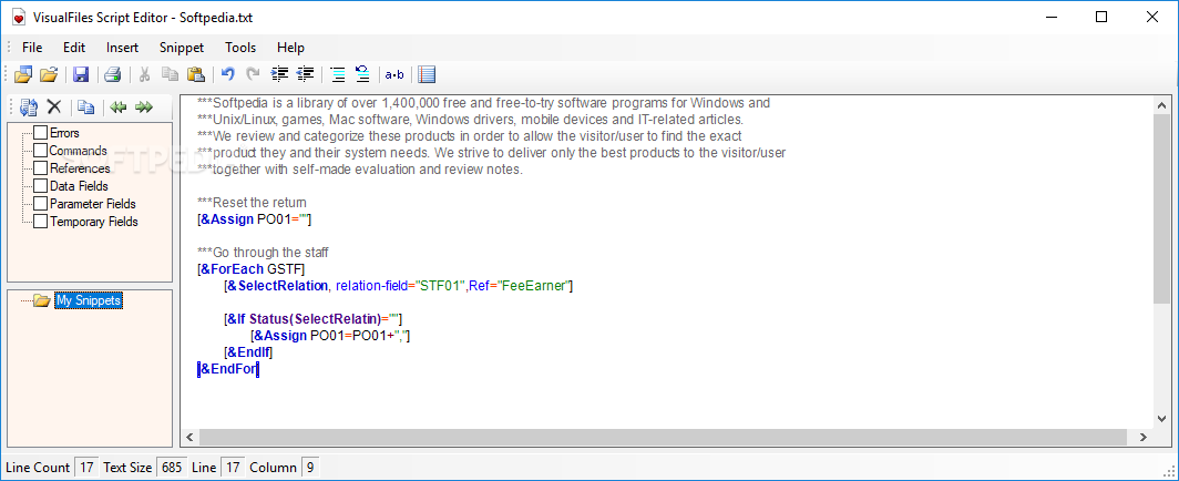 VisualFiles Script Editor screenshot #0