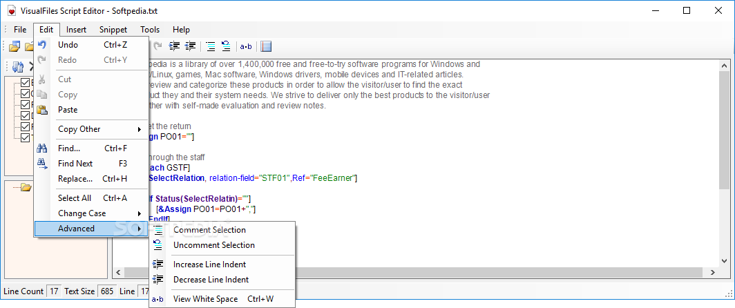 VisualFiles Script Editor screenshot #2