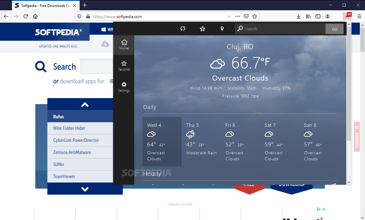 weather add on for firefox 45.0