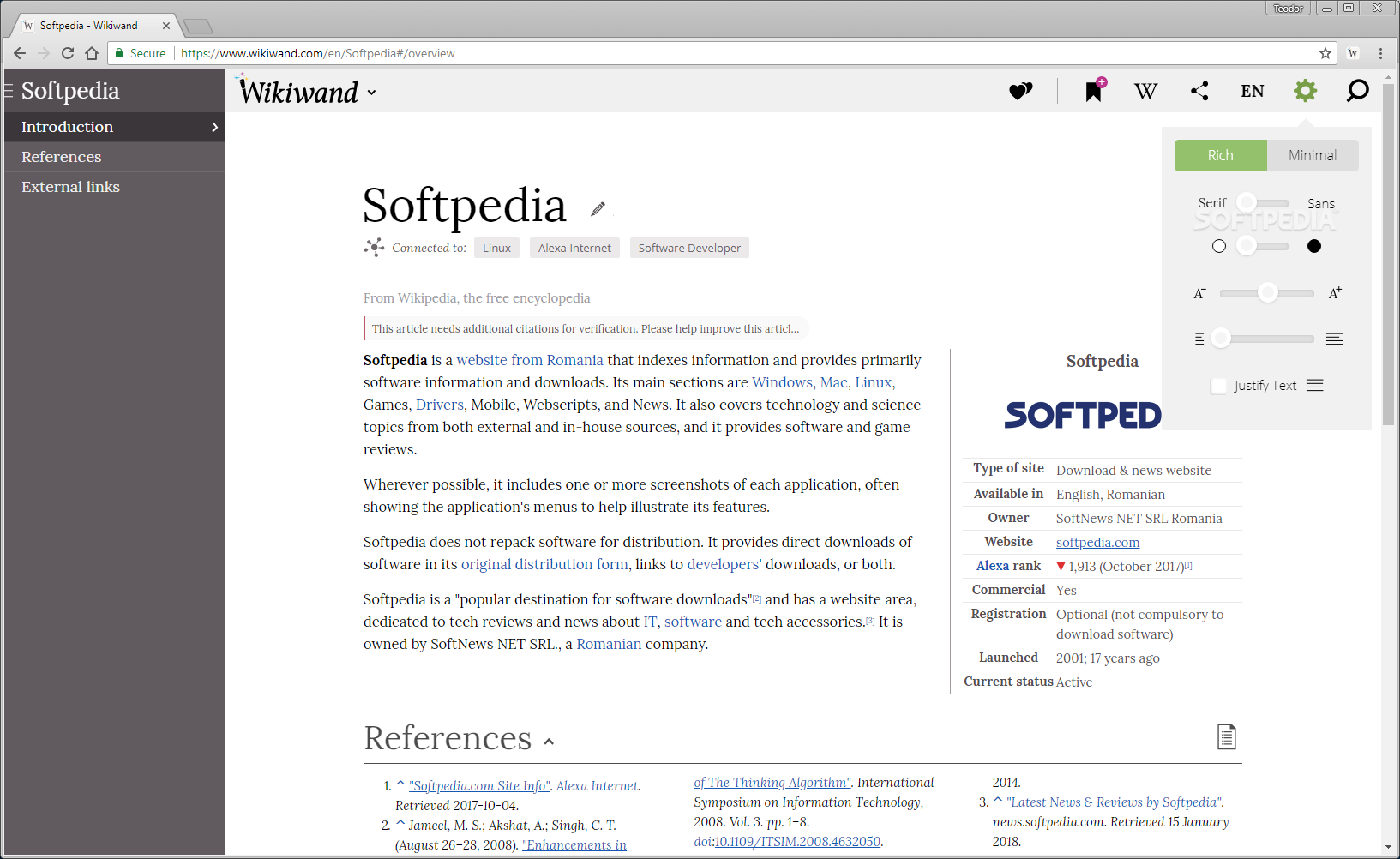 Wikiwand: Wikipedia Modernized - For Chrome Download: Completely