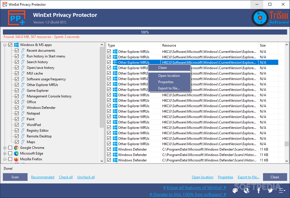 WinExt Privacy Protector screenshot #0