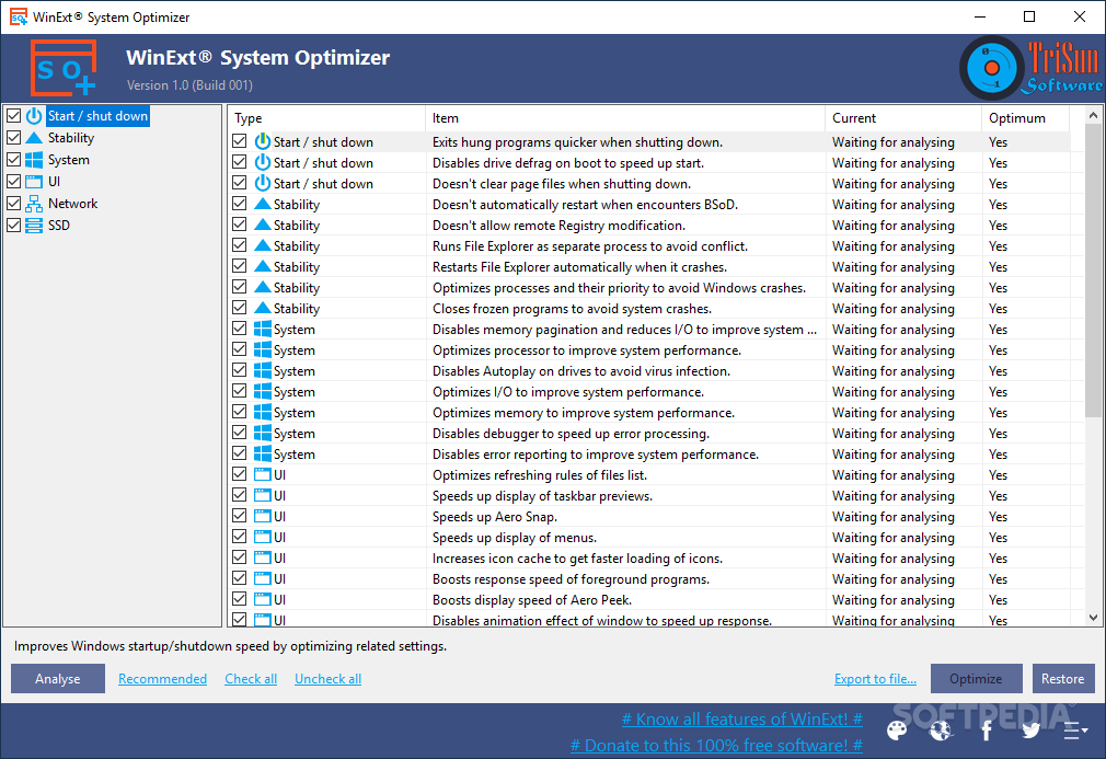 WinExt System Optimizer screenshot #0
