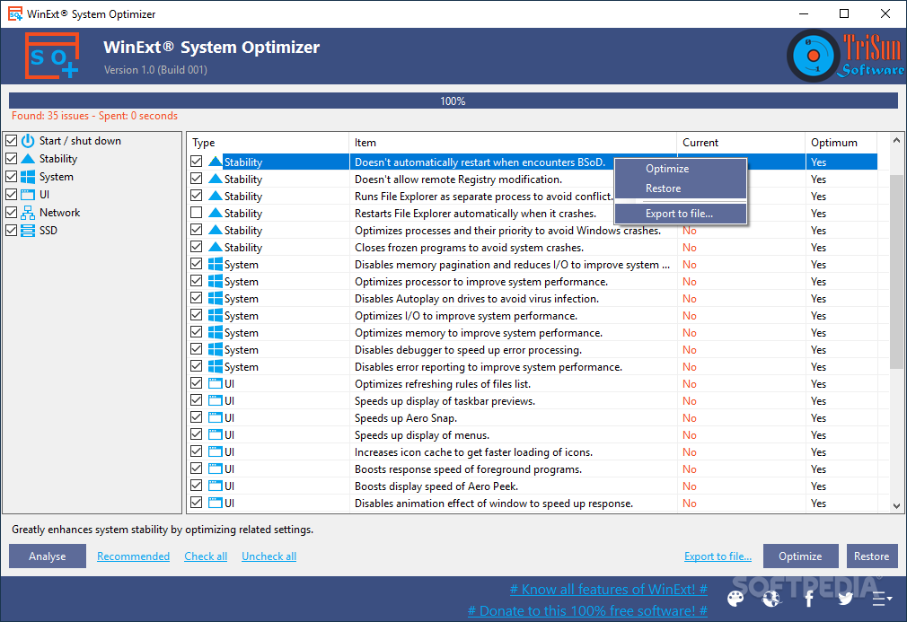 WinExt System Optimizer screenshot #1