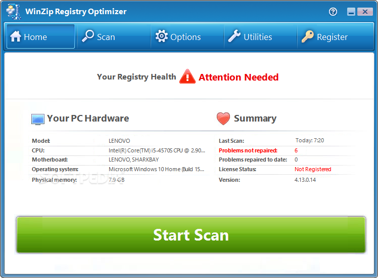 WinZip Registry Optimizer screenshot #0