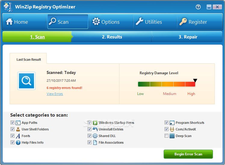 WinZip Registry Optimizer screenshot #1