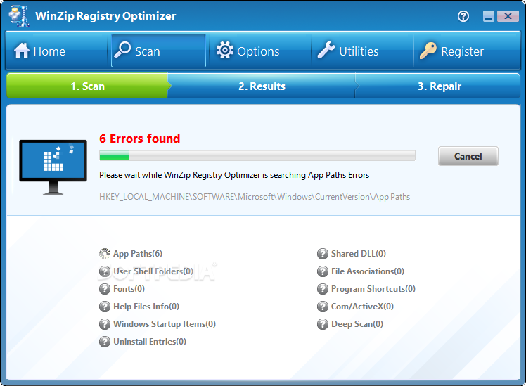WinZip Registry Optimizer screenshot #2