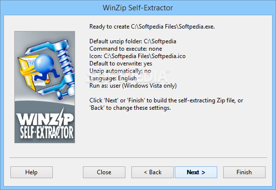 winzip create self extracting exe