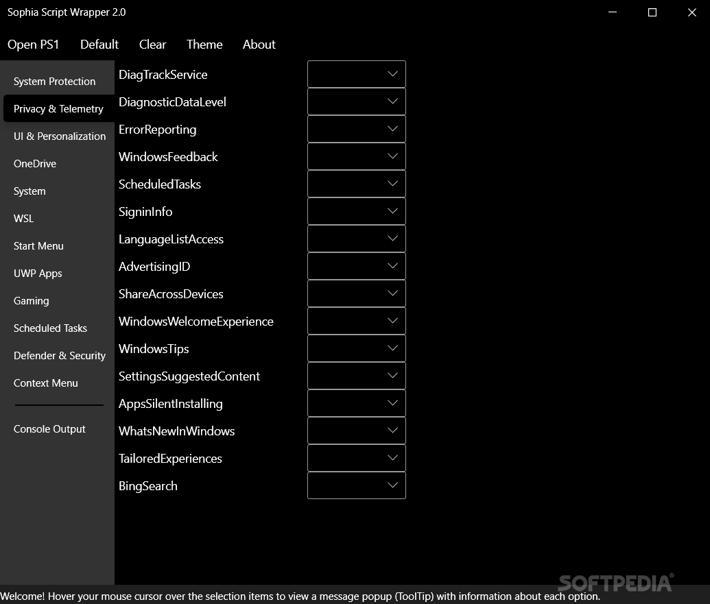 Windows 10 Sophia Script Wrapper screenshot #0