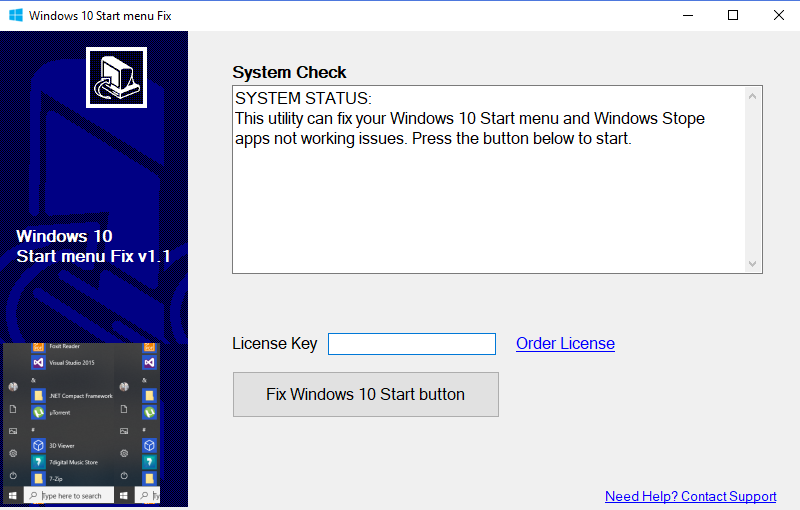 Windows 10 Start menu Fix screenshot #0
