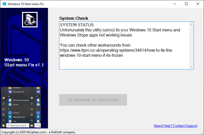 Windows 10 Start menu Fix screenshot #1