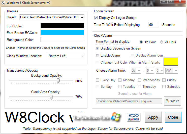 free windows 10 clock screensaver