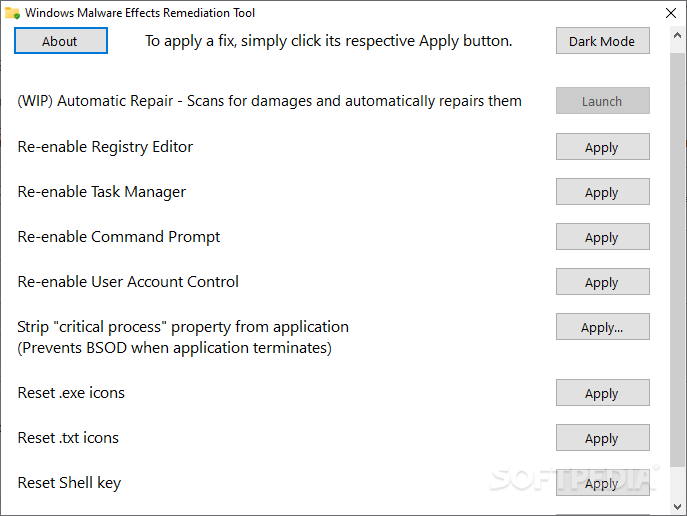 Windows Malware Effects Remediation Tool screenshot #0