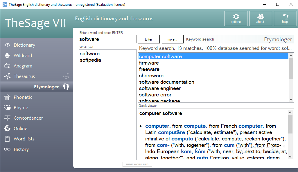 Portable TheSage English Dictionary and Thesaurus screenshot #4