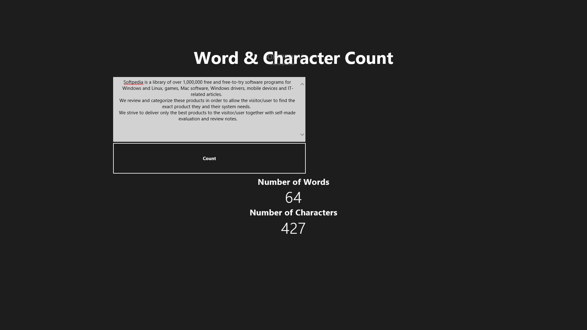 check word character count