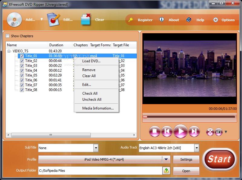 XFreesoft DVD Ripper screenshot #0