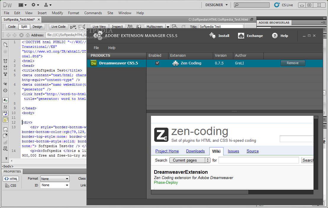 zen coding for dreamweaver cs6