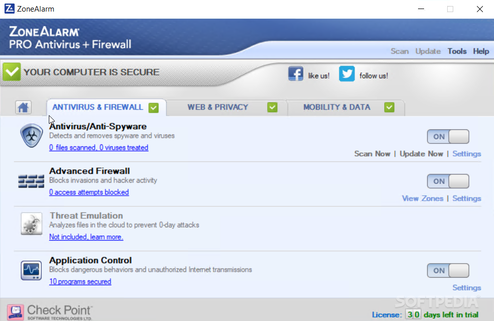 ZoneAlarm Pro Antivirus + Firewall screenshot #1