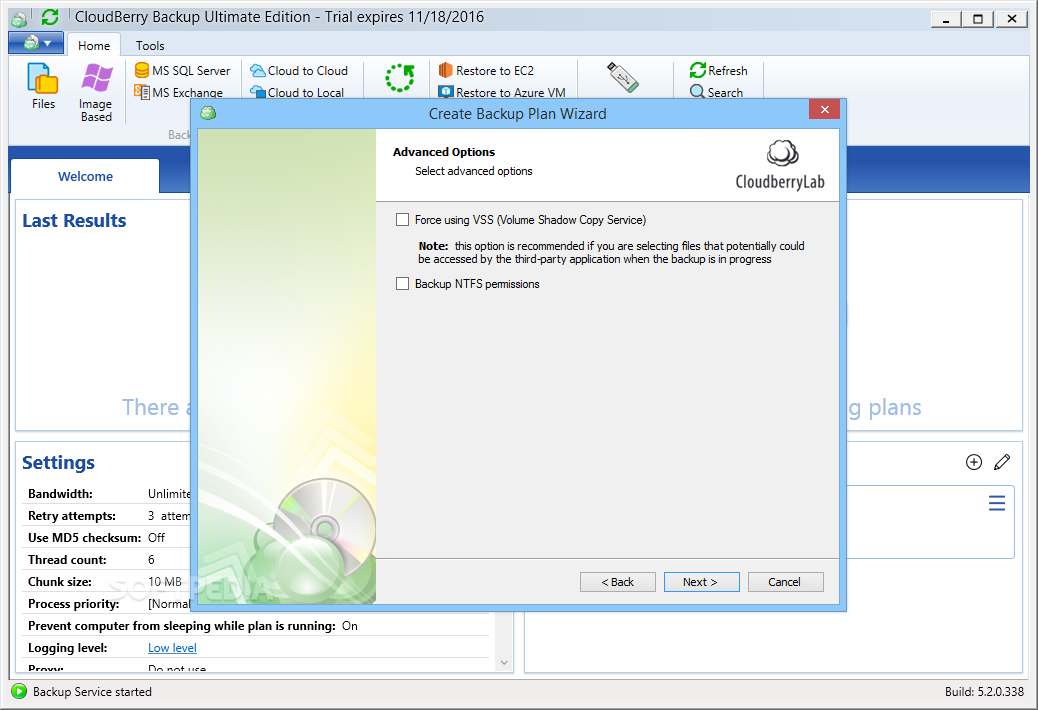 cloudberry backup for ms sql server hangs on restore