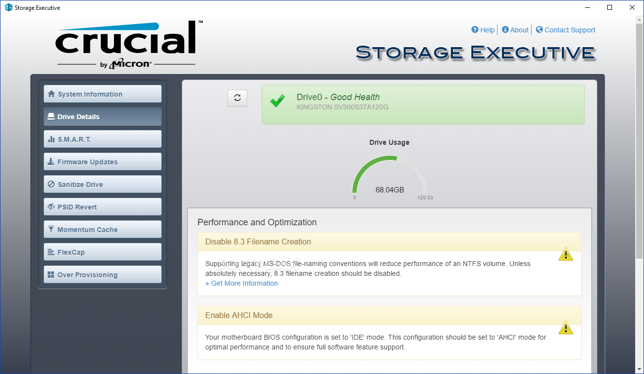 Crucial Storage Executive screenshot #1