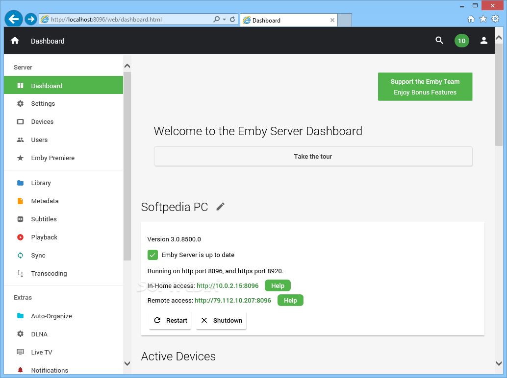 access emby server with vrtv