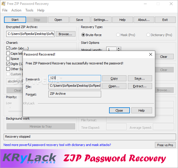 zip password recovery freeware windows 7