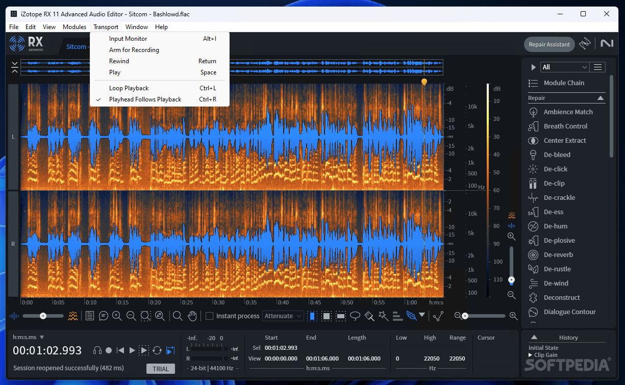izotope audio editor bouncing files