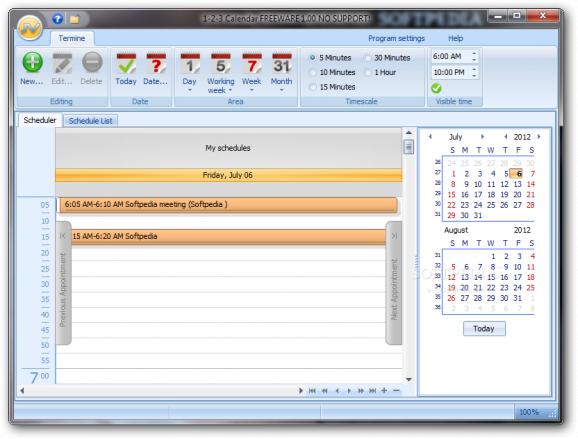 1-2-3 Calendar Freeware screenshot