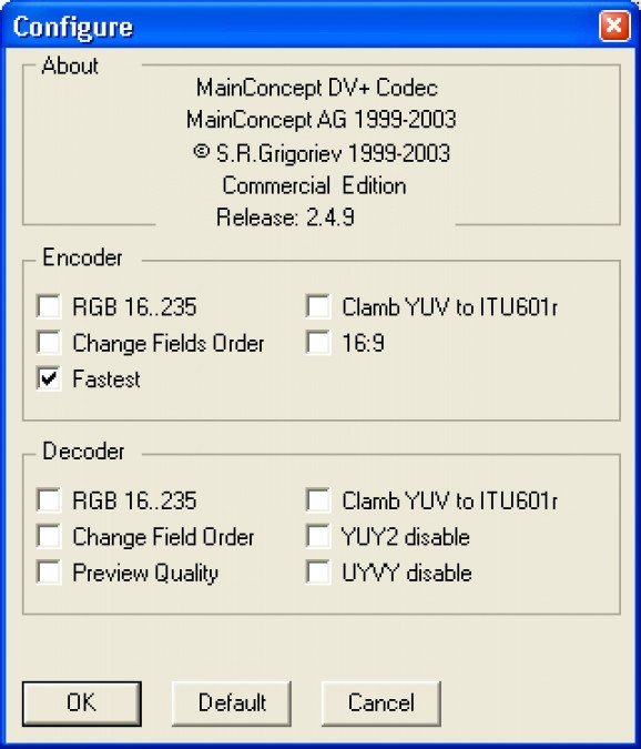 Mainconcept DV Codec screenshot
