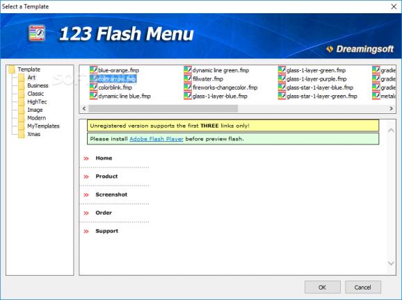 123 Flash Menu screenshot