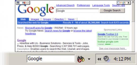 Google Deskbar 0.5.95 beta screenshot