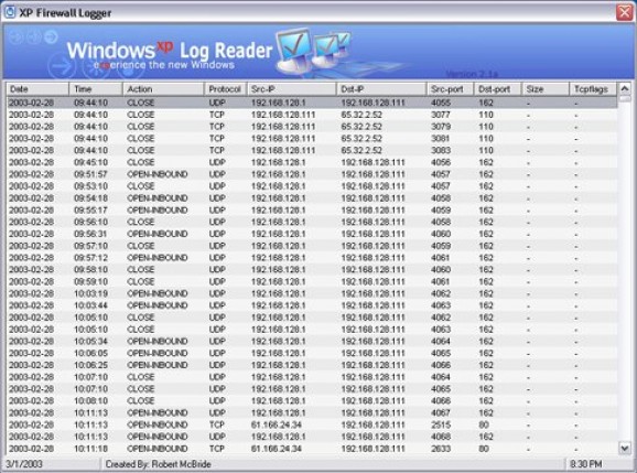 XP Firewall Logger screenshot
