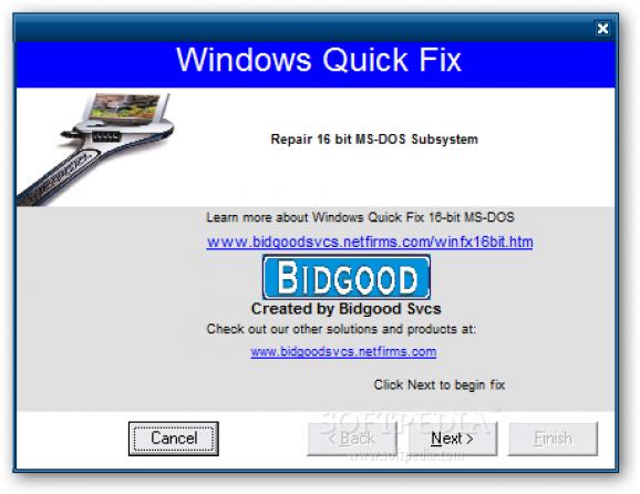 16-bit MS-DOS Subsystem Error Quick Fix screenshot