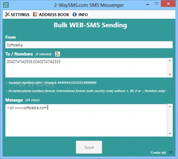 2-WaySMS.com SMS Messenger screenshot