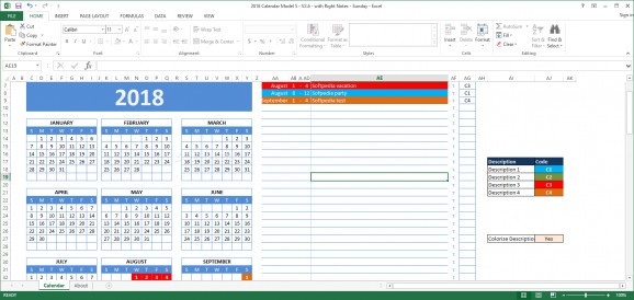 2018 Calendar screenshot