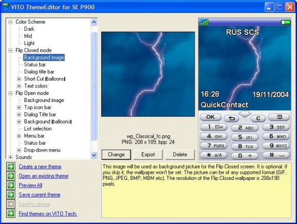 ThemeEditor for Sony Ericsson P900 v1.0 screenshot