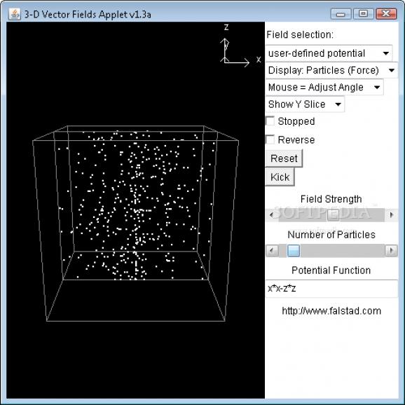 3-D Vector Fields Applet screenshot