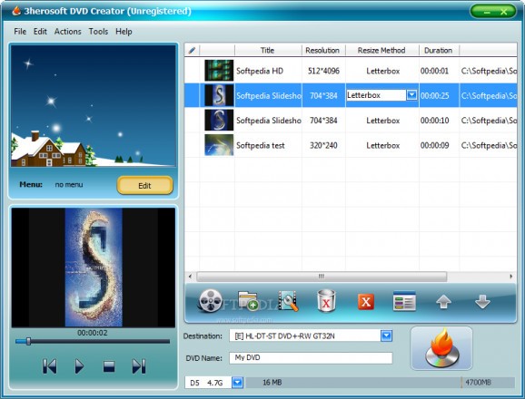 3herosoft DVD Creator screenshot