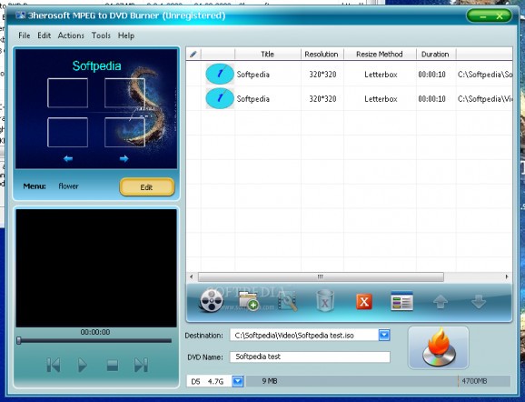 3herosoft MPEG to DVD Burner screenshot