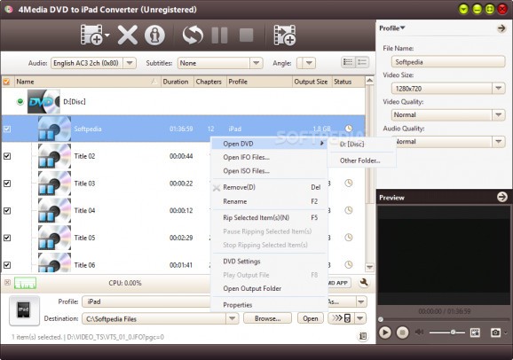 4Media DVD to iPad Converter screenshot