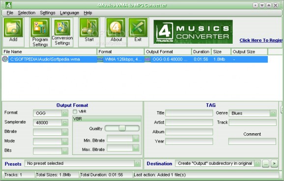 4Musics WMA to MP3 Converter screenshot