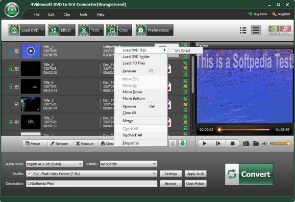 4Videosoft DVD to FLV Converter screenshot