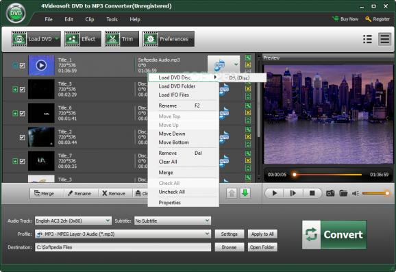 4Videosoft DVD to MP3 Converter screenshot