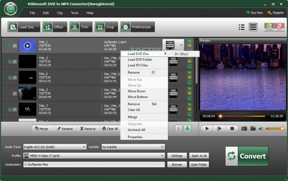 4Videosoft DVD to MP4 Converter screenshot