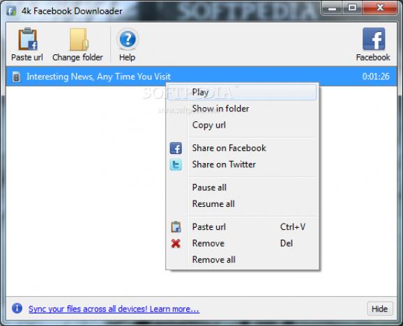 4k Facebook Downloader Portable screenshot